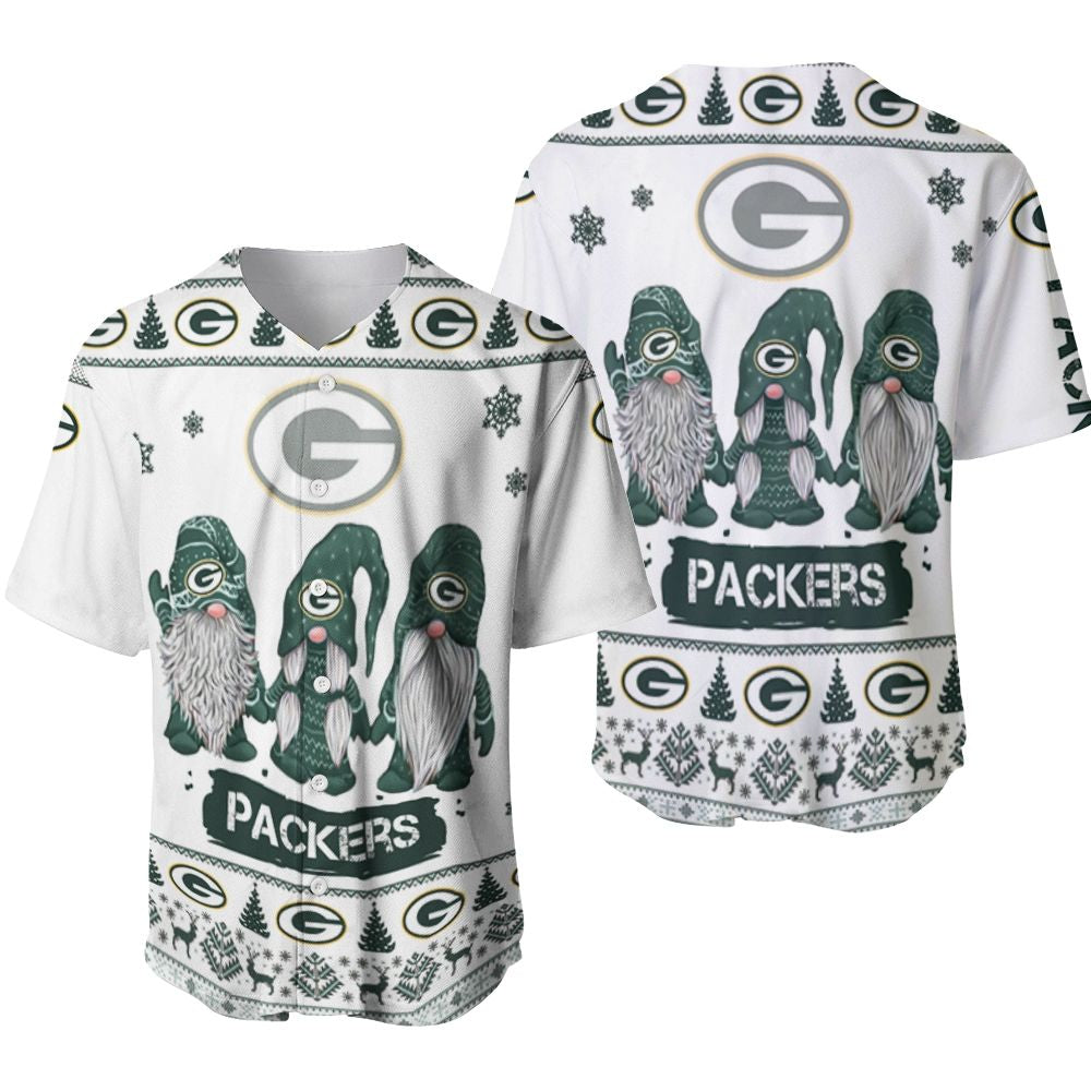 Christmas Gnomes Green Bay Packers Ugly Sweatshirt Christmas 3D Baseball Jersey