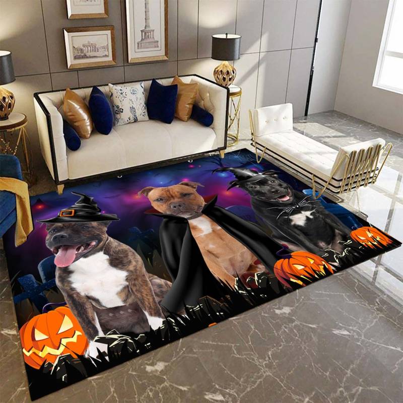 Staffordshire Bull Terrier Purple Halloween D1708 Rectangle Rug