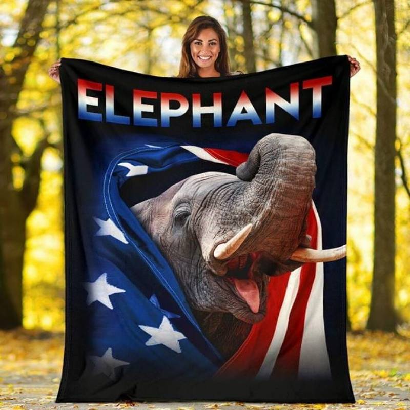 3D Elephant With Flag Of The United States A Beautiful Gift For Friend Who Loves Elephant Quilt Blanket