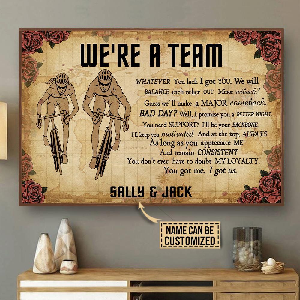 Aeticon Gifts Personalized Cycling Were A Team Canvas Mom Dad Gift Home Decor