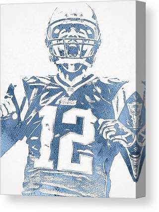 Tom Brady New England Patriots Water Color Pixel Art 31 Joe Hamilton Canvas Print