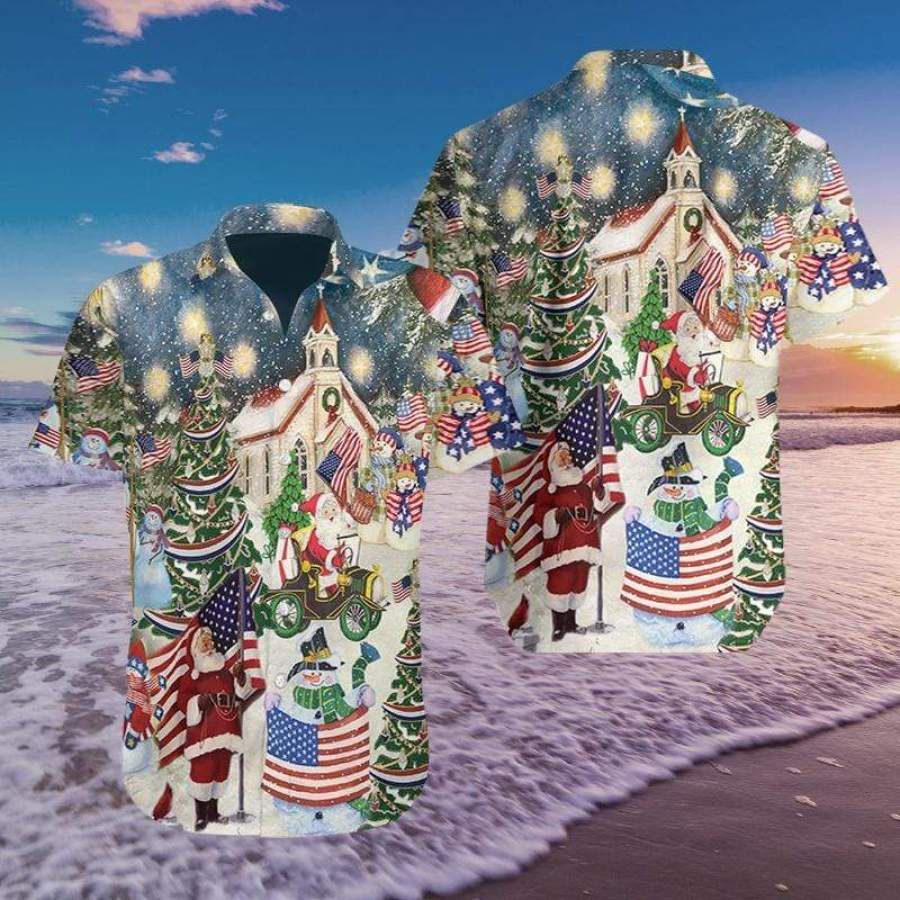 Hawaii Aloha Shirts Patriotism American On Christmas Ha36163