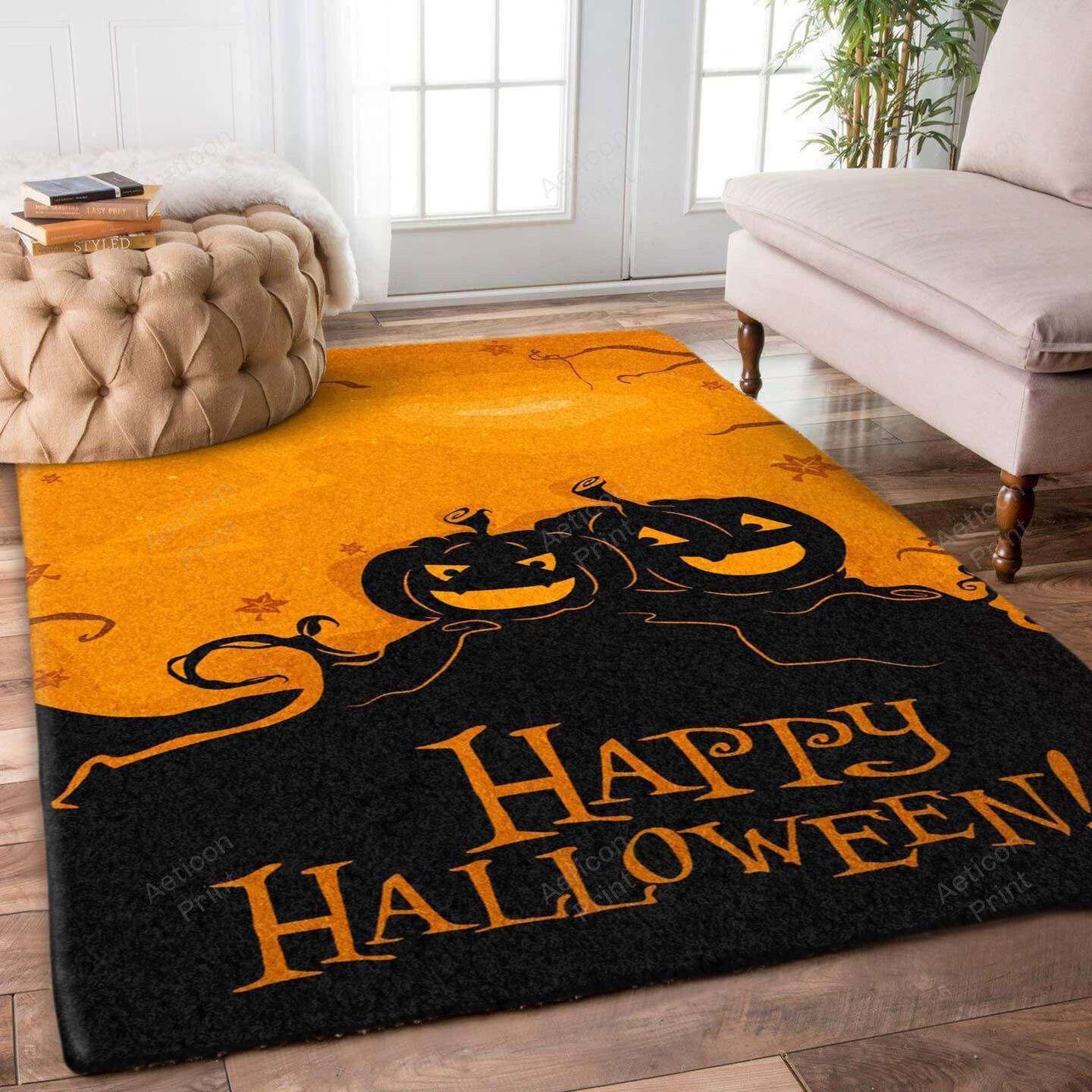 Halloween Happy Holiday Pumpkin Xmas Gift Area Rug Carpet Vintage Home Decor Gift Idea Carpet