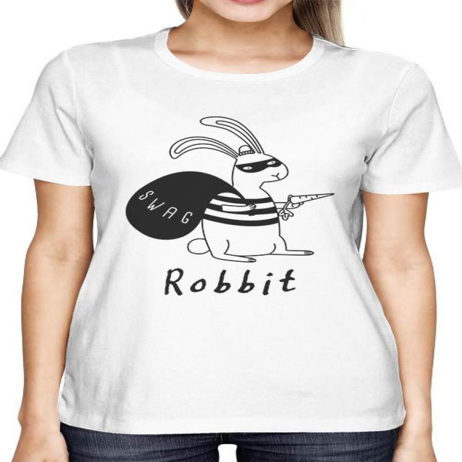 Rabbit Funny Graphic Design Printed Women’s Cute White Shirt