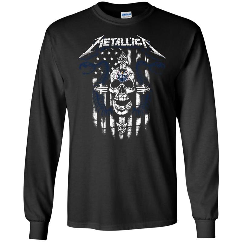 Metallica Snake Skull Edmonton Oilers Logo Long Sleeve Tee