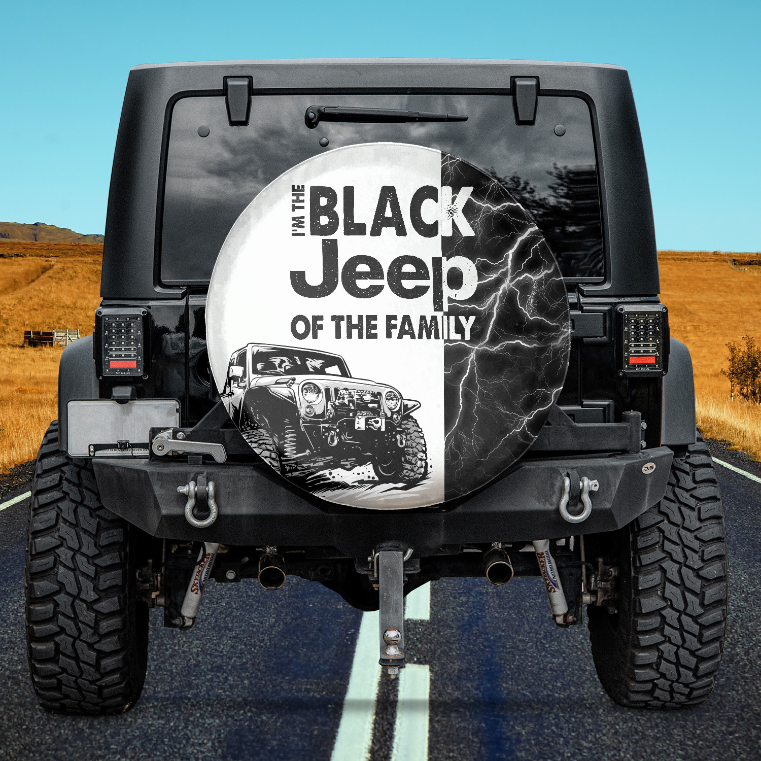 Black Jeep Of The Family Thunder Spare Tire Cover #50722V