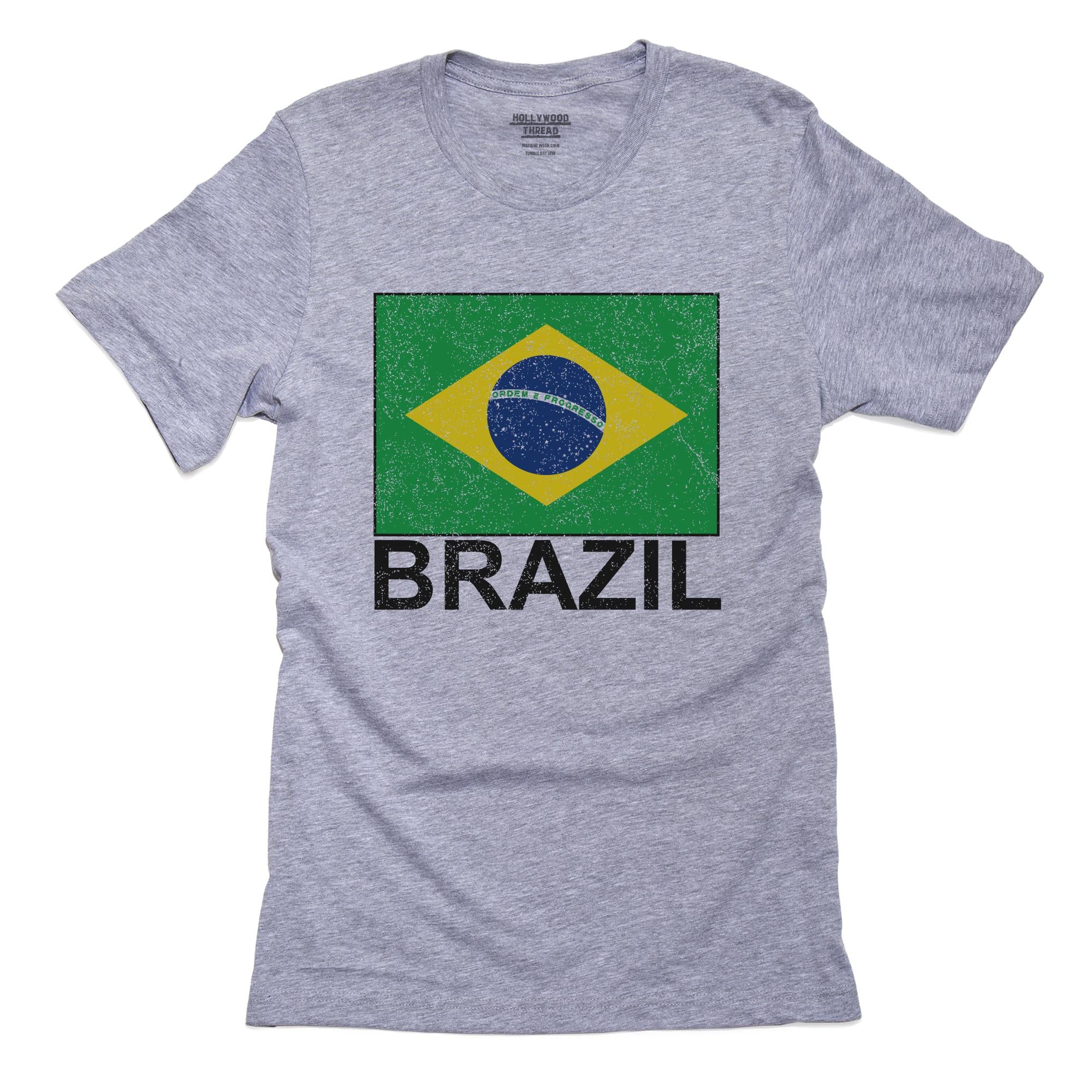 Brazil Flag – Special Vintage Edition T-Shirt, Framed Print, Pillow, Golf Towel