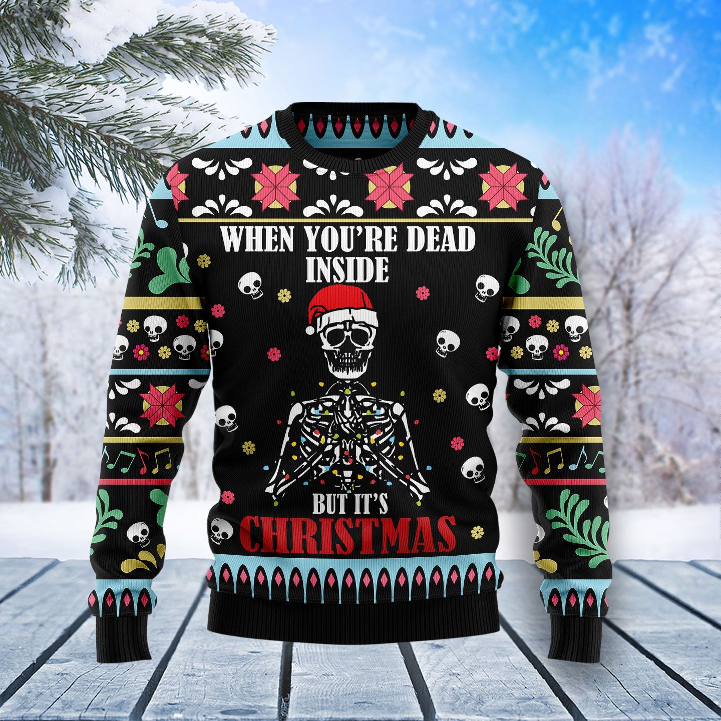 Skull Christmas Inside Ugly Christmas Sweater | For Men & Women | Adult | Us4386