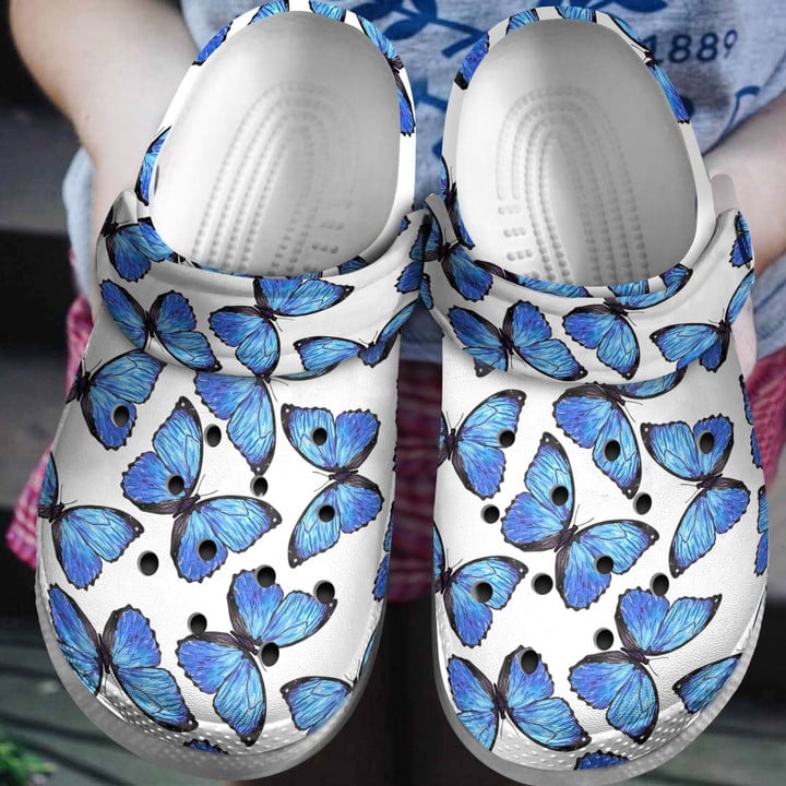 Dreamy Blue Butterflies Crocs Shoes Clogs Gifts For Daughter Birthday Women Mothers Day