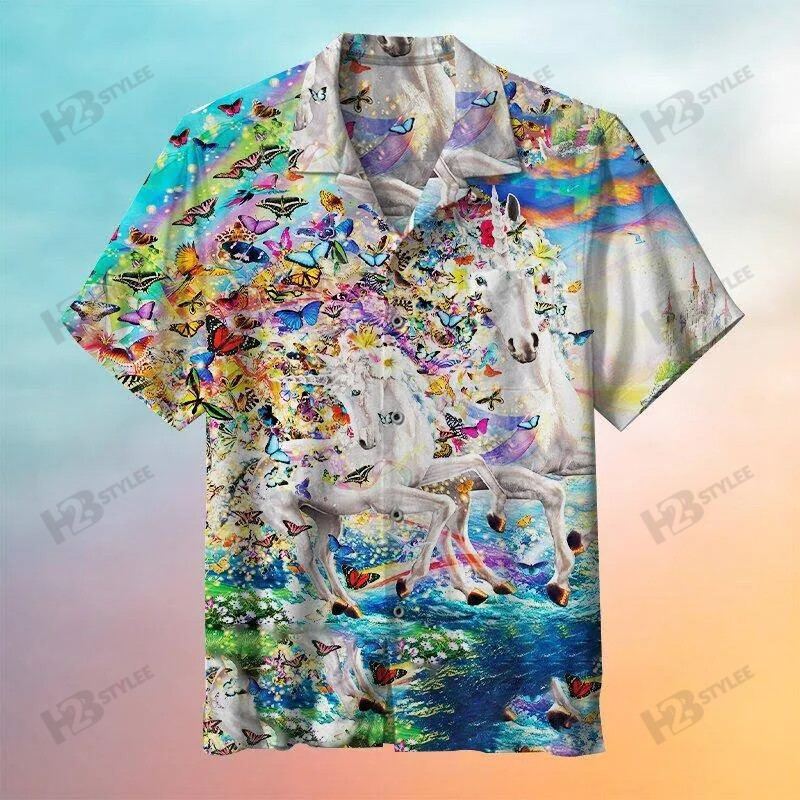 Fantasy Unicorn Summer Tropical Hawaii Aloha All Over Printed Hawaii Shirt Size S Ha75717