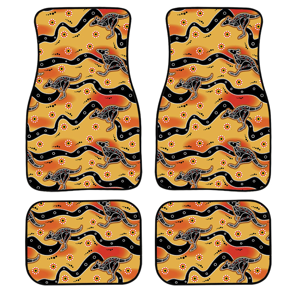 Aboriginal Kangaroo Pattern Print Front And Back Car Floor Mats, Front Car Mat