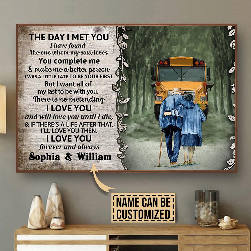 Aeticon Gifts Personalized School Bus The Day I Met Canvas Mom Dad Gift Home Decor