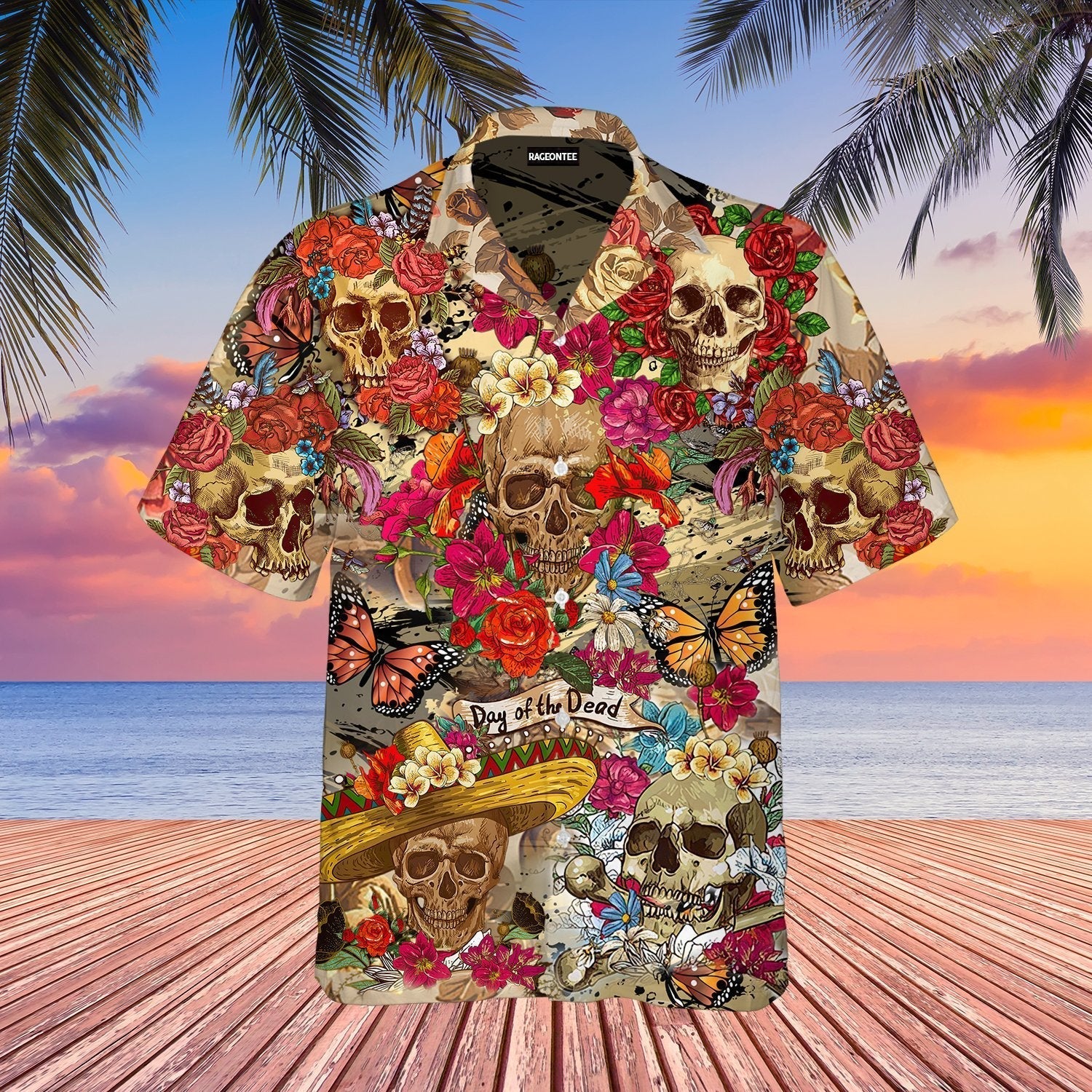 Day Of Dead Skull Rose Aloha Hawaii Shirts For Men Women Ha109271