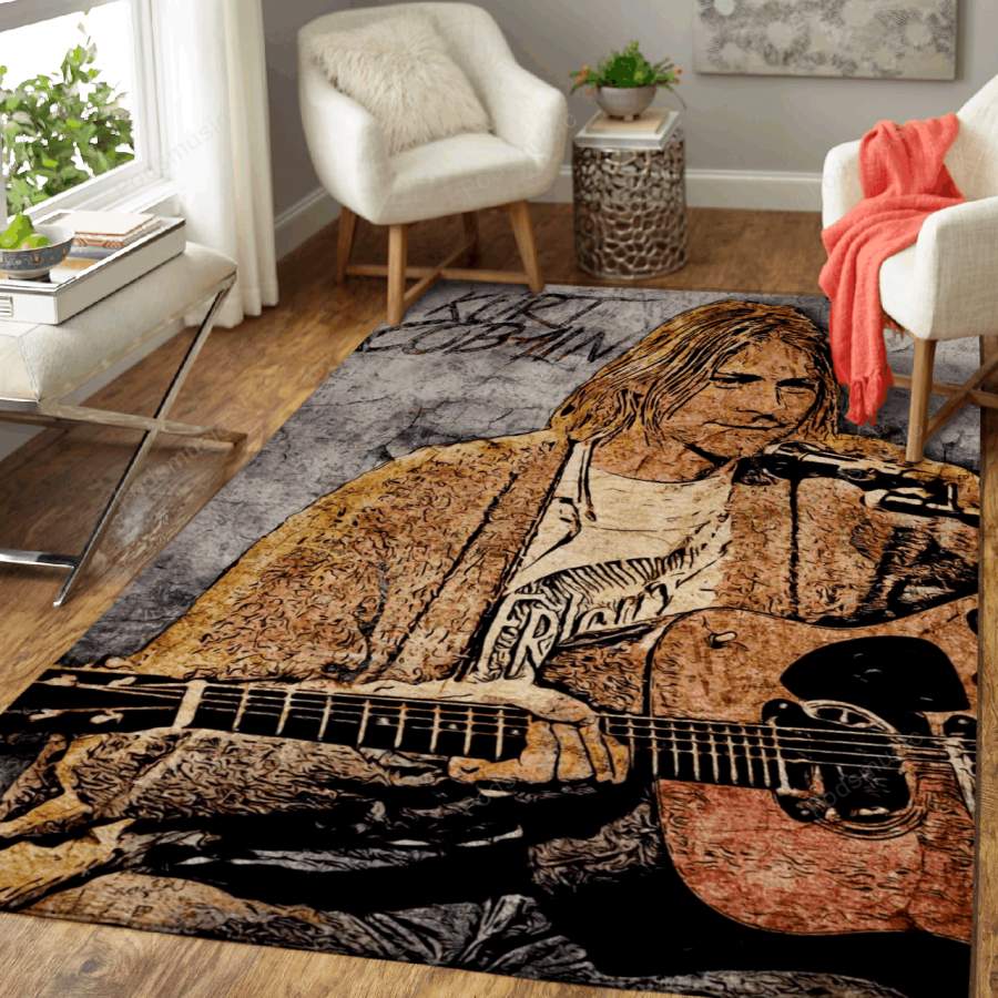 kurt cobain wall paint – Music Wall Art For Fans Area Rug Living Room Carpet Floor Decor