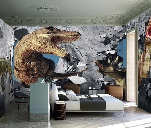 3D Dinosaur Wall Hole Wall Mural Wallpaper 1170