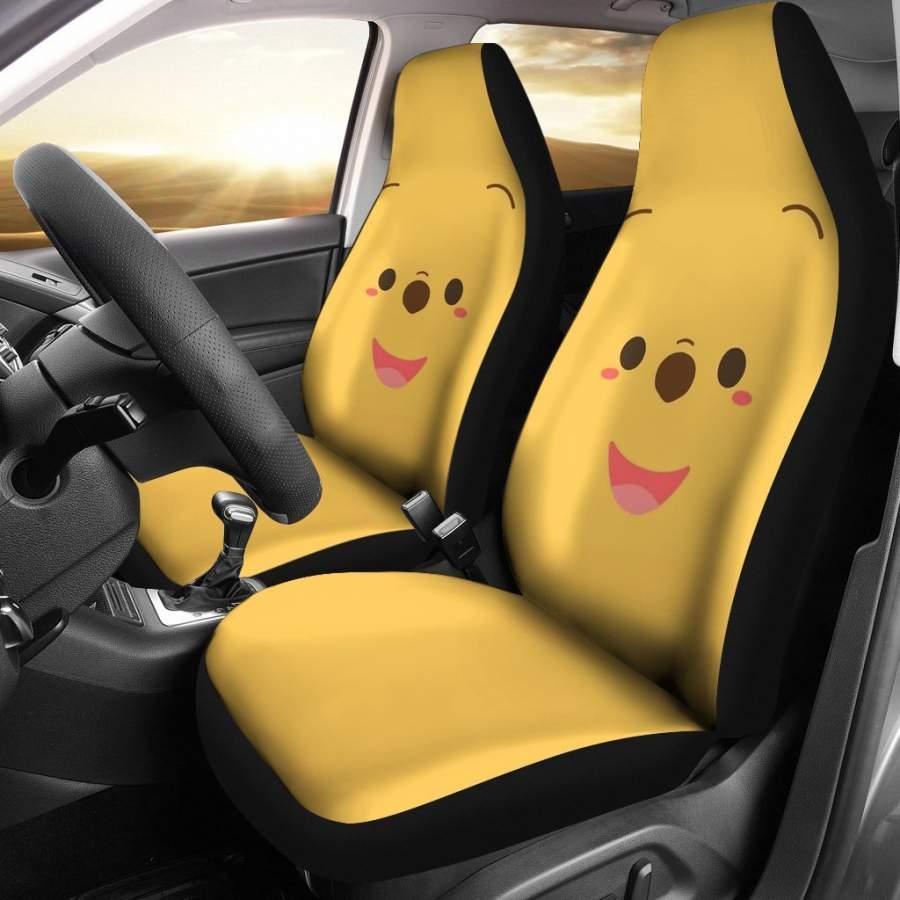 Pooh Face Art Cartoon Car Seat Covers