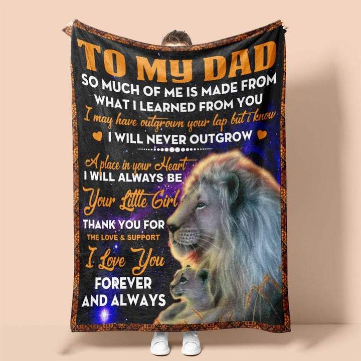 To My Dad Thank You For The Love & Support, Lion Fleece Blanket Gift For Father Family Birthday Home Decor Bedding Couch Sofa Soft And Comfy Cozy