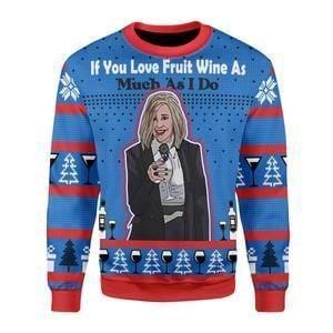 Unifinz Schitts Creek Christmas Sweater If You Love Fruit Wine As Much As I Do Blue Ugly Sweater 2022