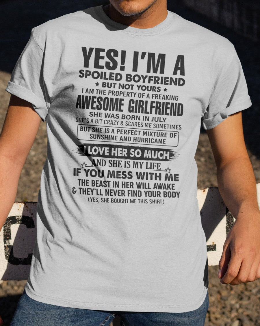 Yes I’M A Spoiled Boyfriend Couple Gifts T-Shirt Qa