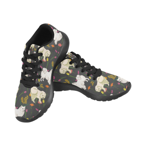 American Eskimo Dog Flower Black Sneakers Size 13-15 for Men