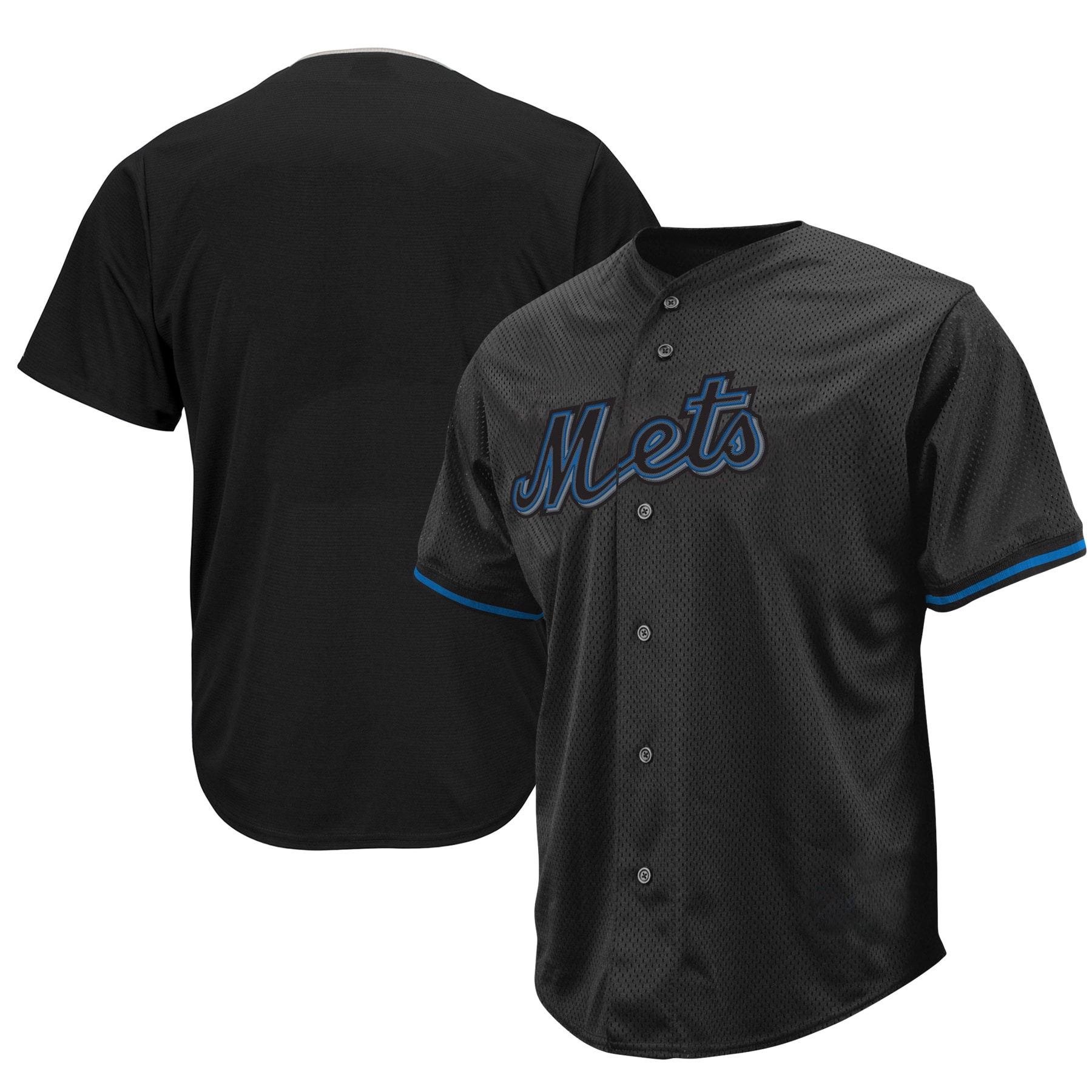 New York Mets Big & Tall Pop Fashion Jersey – Black