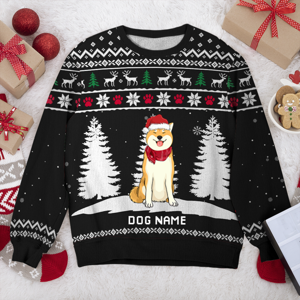 Shiba Inu Winter Dog Personalized Sweater, Dog Ugly Christmas Sweater