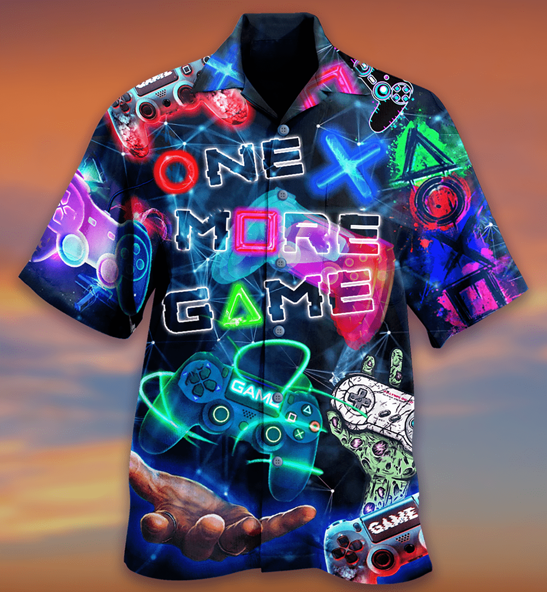 Game One More Time Neon Light Hawaii Shirt For Men And Women Ha111220