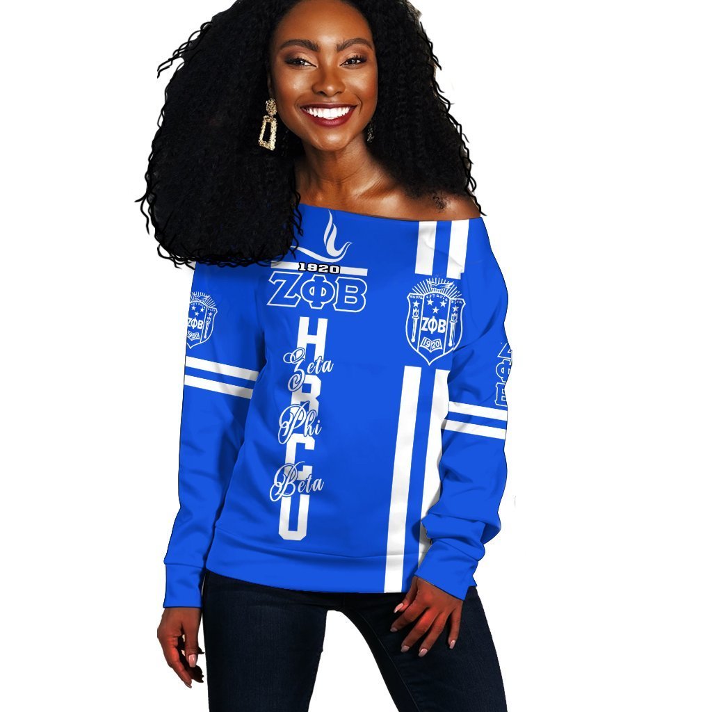 Greek Life Sweatshirt –  Hbcu Zeta Phi Beta Dove Women Off Shoulder