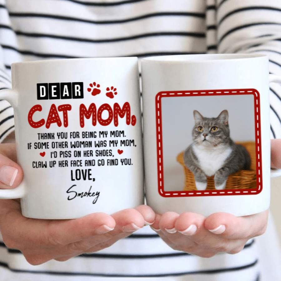 Dear Cat Mom Photo Personalized Mug