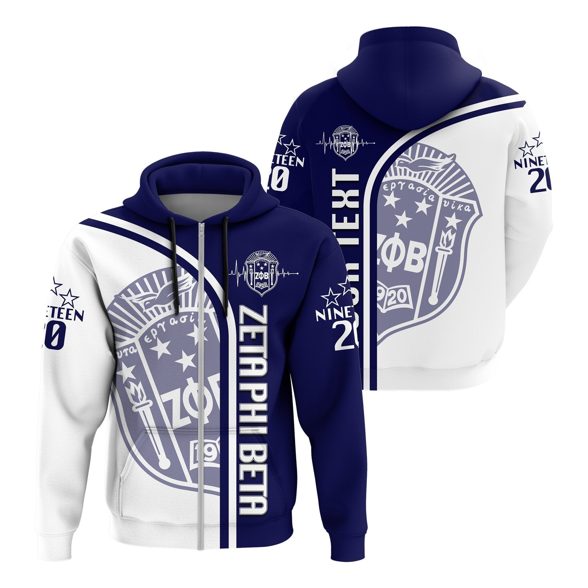 Sorority Hoodie – Personalized Zeta Phi Beta In My Heart Zip Hoodie