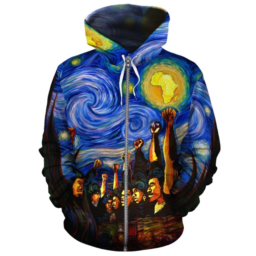 Greek Life Hoodie – Starry Night Black Power Zip Hoodie