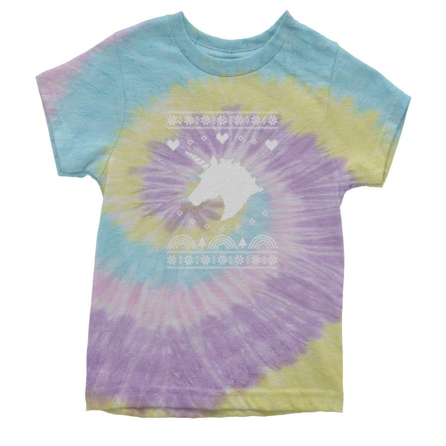 Unicorn Ugly Christmas Youth Tie-Dye T-shirt