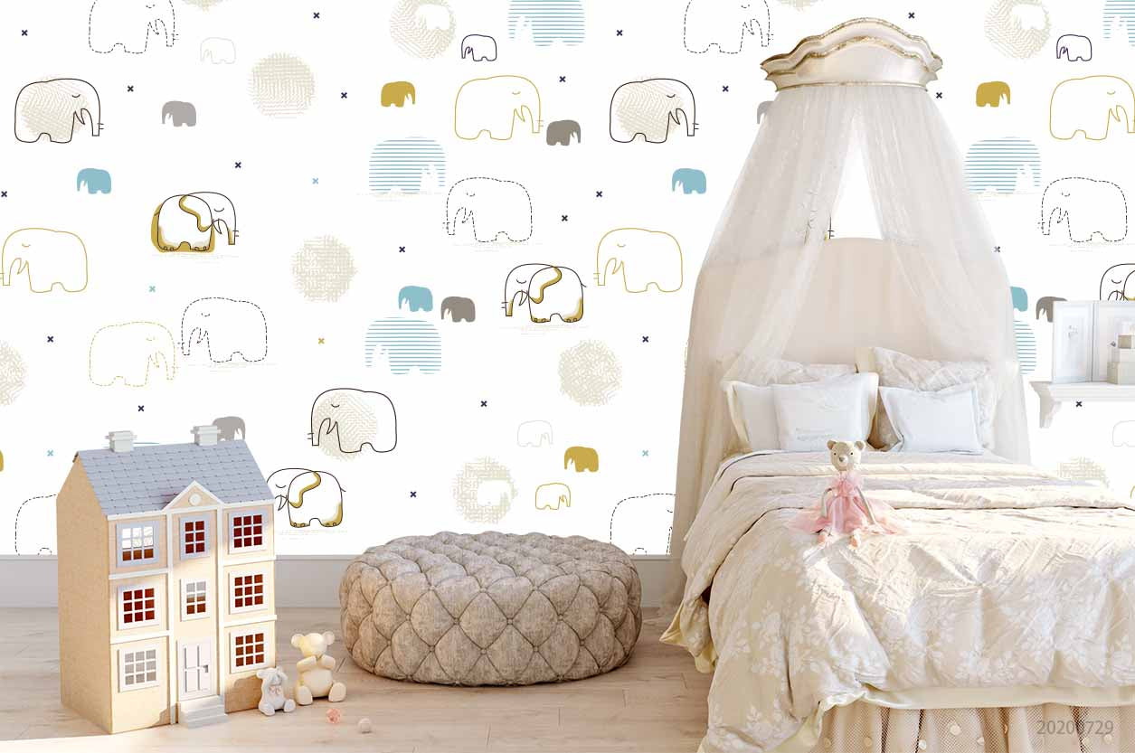 3D Cartoon Mini Elephant Wall Mural Wallpaper Lxl 611