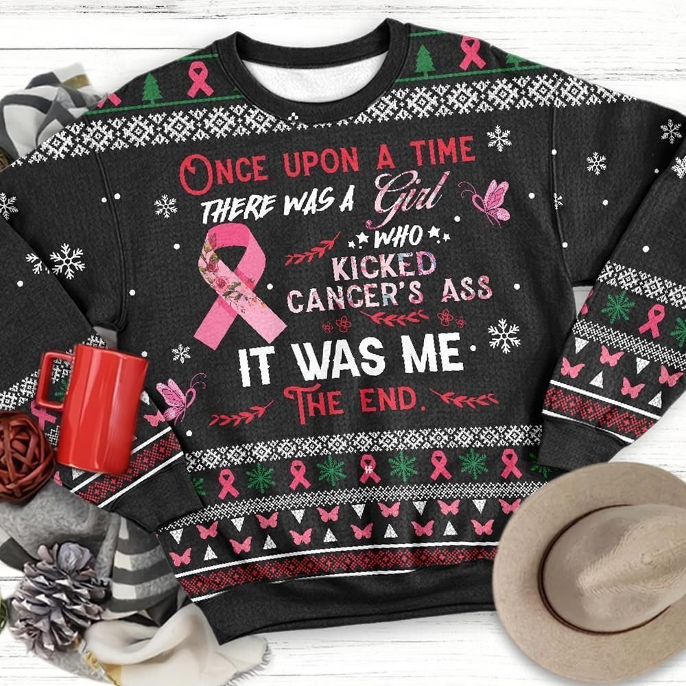 The Girl Kick Breast Cancer Awareness Ugly Christmas Sweater, For Men & Women