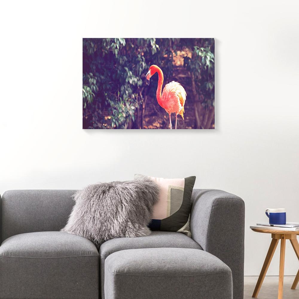 Canvas Artwork Flamingo In The Forest Picture Full Printing Canvas Wall Art Home Decoration