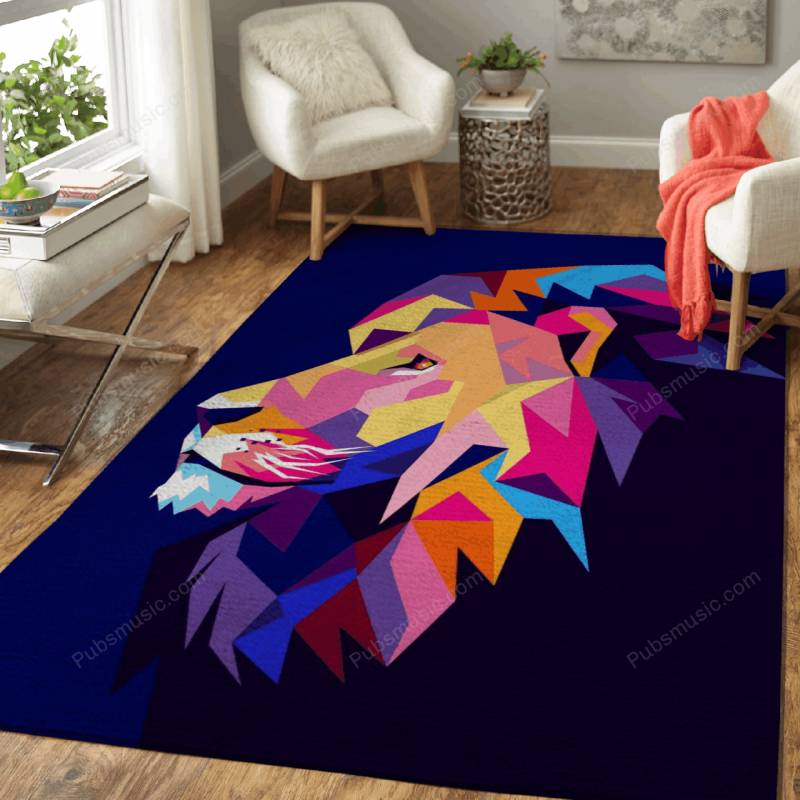 Colorful Lion Head Pop Art – Lion Tiger Cat Area Rug Carpet