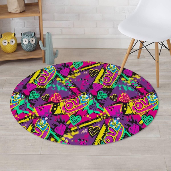 Graffiti Airbrush Love Print Round Rug