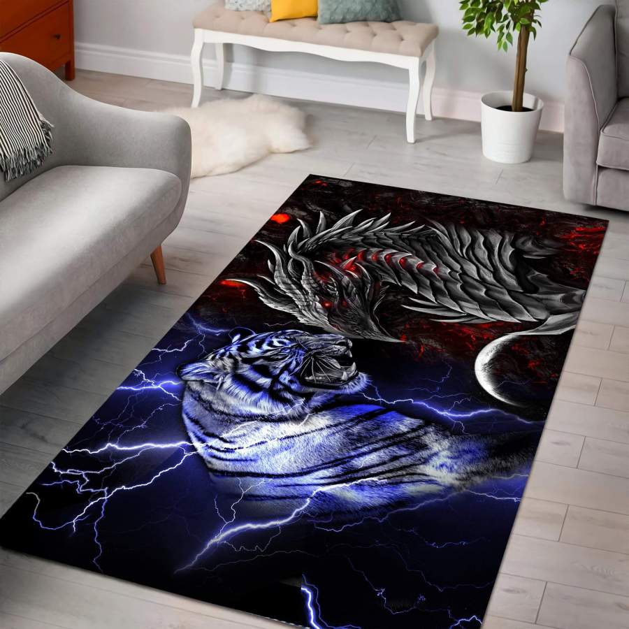 Dragon and tiger rectangle rug AM092059