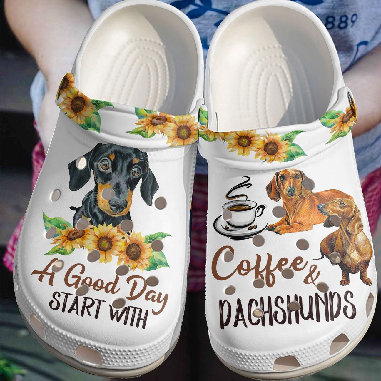 Dachshund Personalized Clog, Custom Name, Text, Color, Number Fashion Style For Women, Men, Kid, Print 3D Coffee And Dachshund