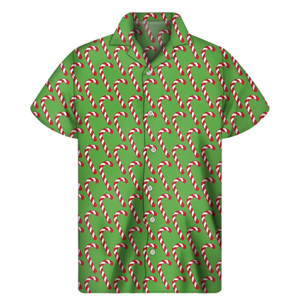 Merry Christmas Candy Cane Pattern Print Men’S Short Sleeve Shirt