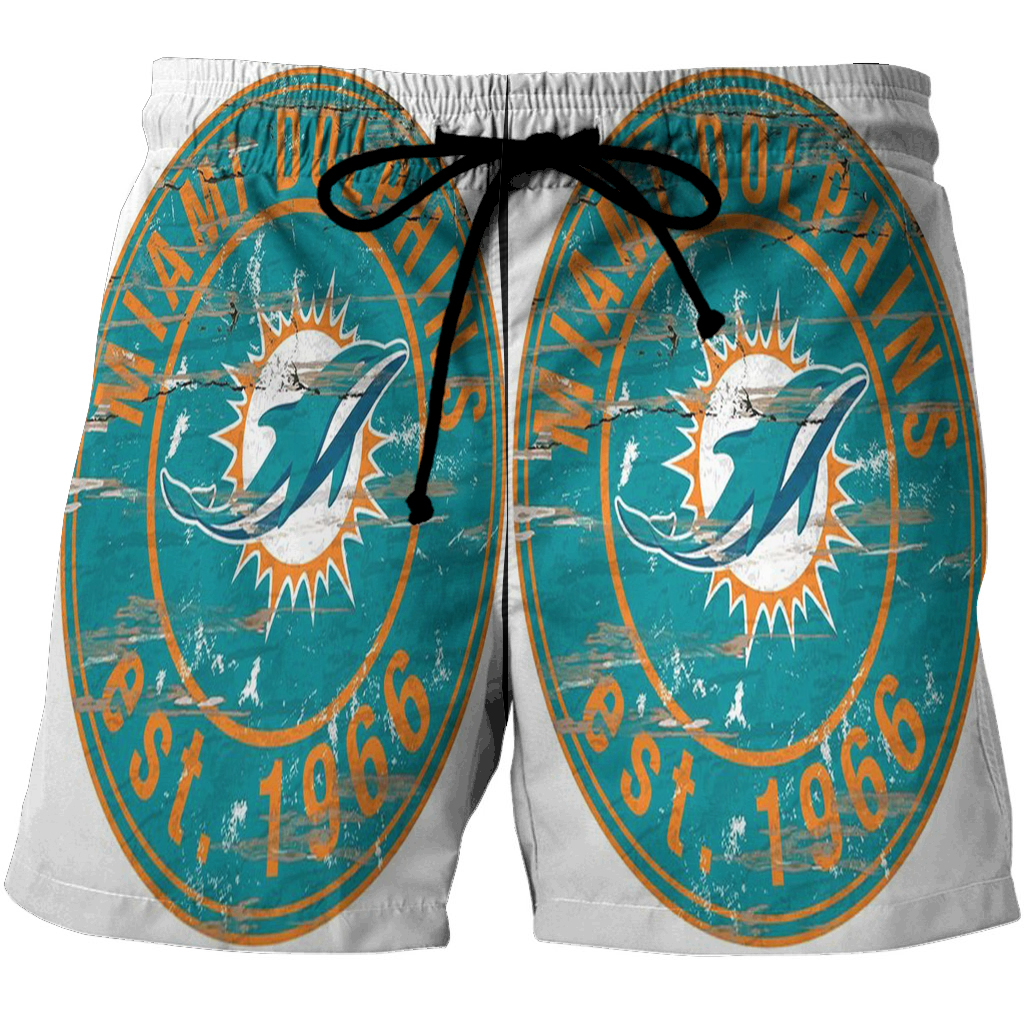 Miami Dolphins Logo 12 3D All Over Print Summer Beach Hawaiian Short