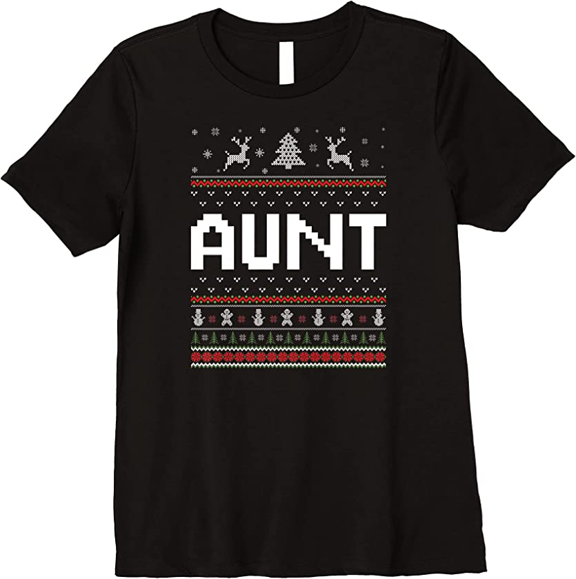 Womens Aunt Ugly Holiday Party Matching Ugly Christmas Sweater Premium T-Shirt