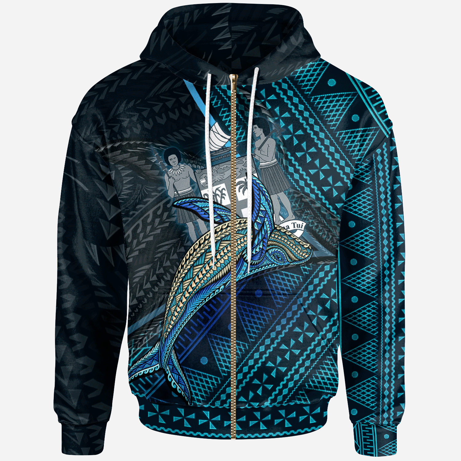 Fiji Zip Hoodie – Seal Fiji With Blue Whale