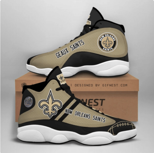 New Orleans Saints Black Brown Team Logo Air Jordan 13 Printing Shoes Sneaker