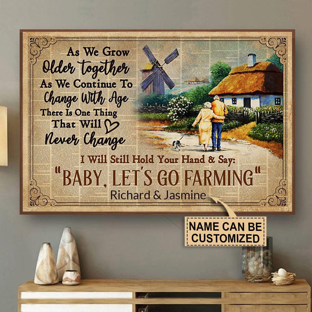 Aeticon Gifts Personalized Farming Old Couple Grow Older Canvas Mom Dad Gift Home Decor