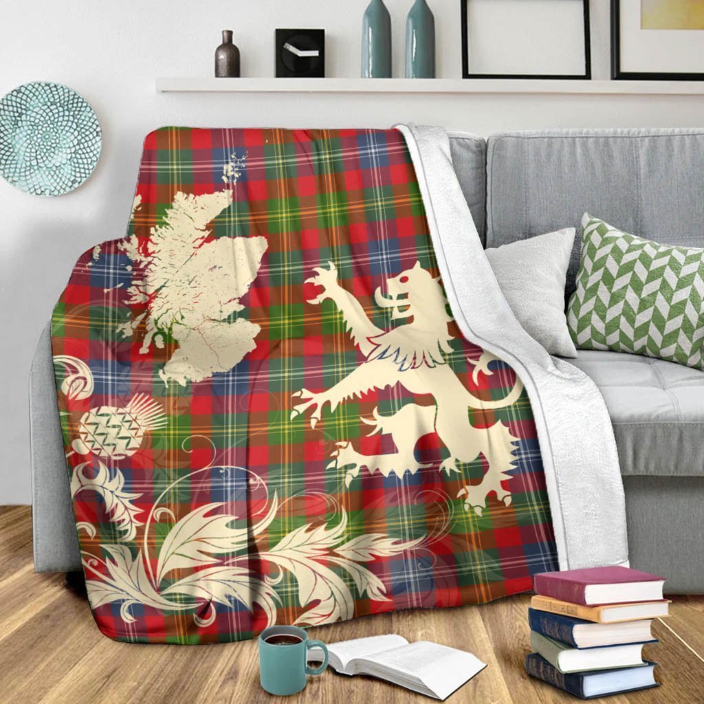 Tartan Blanket Forrester Tartan Scotland Lion Thistle Map Plaid Blanket