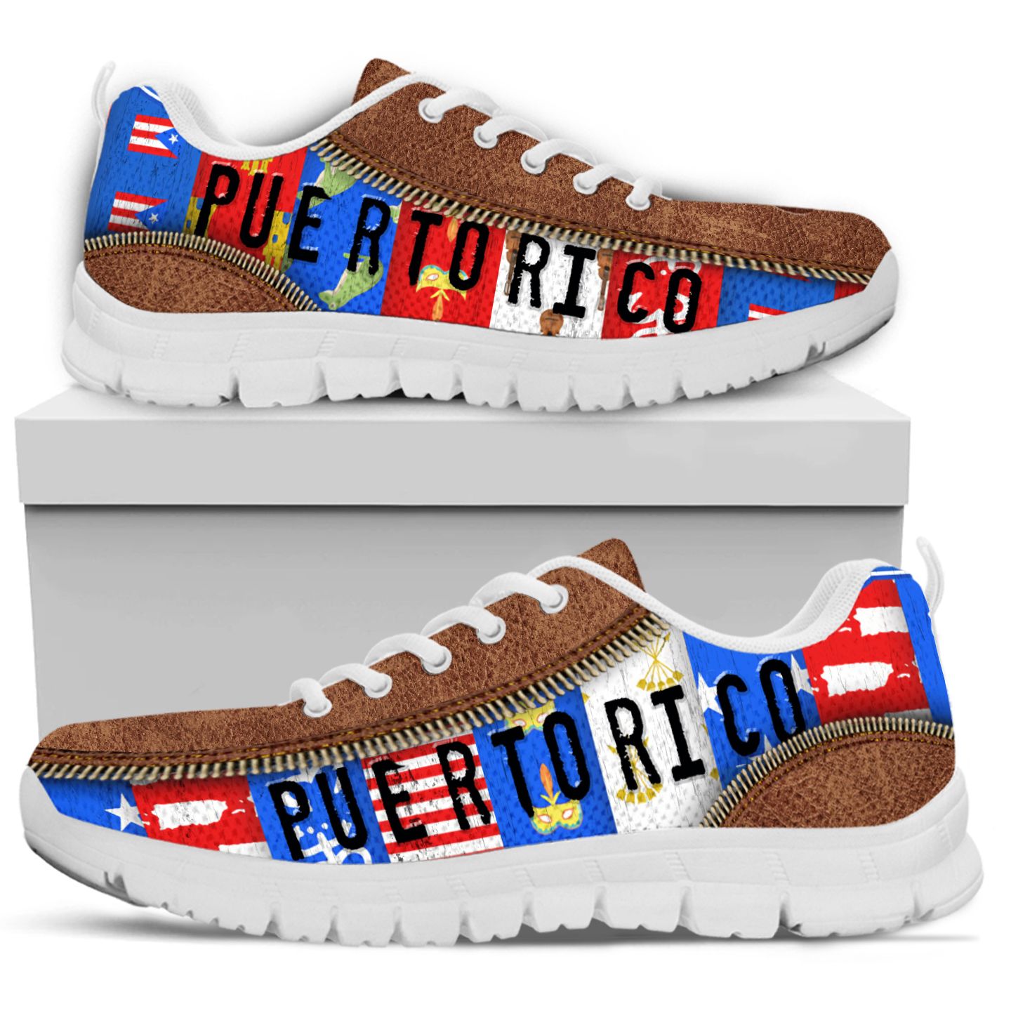 Puerto Rico Old Leather Women Sneakers Shoes For Puerto Ricans