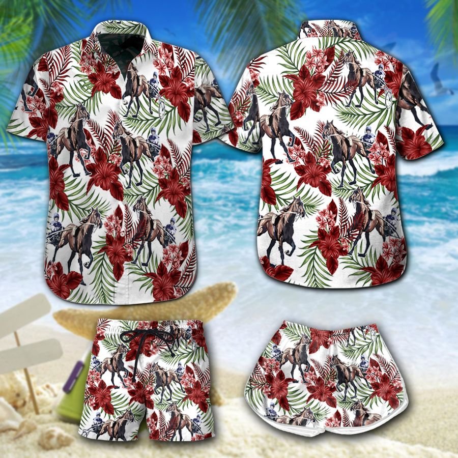 Red Tropical Leaves Harness Racing Hawaii Set Summer Holiday Ha110699