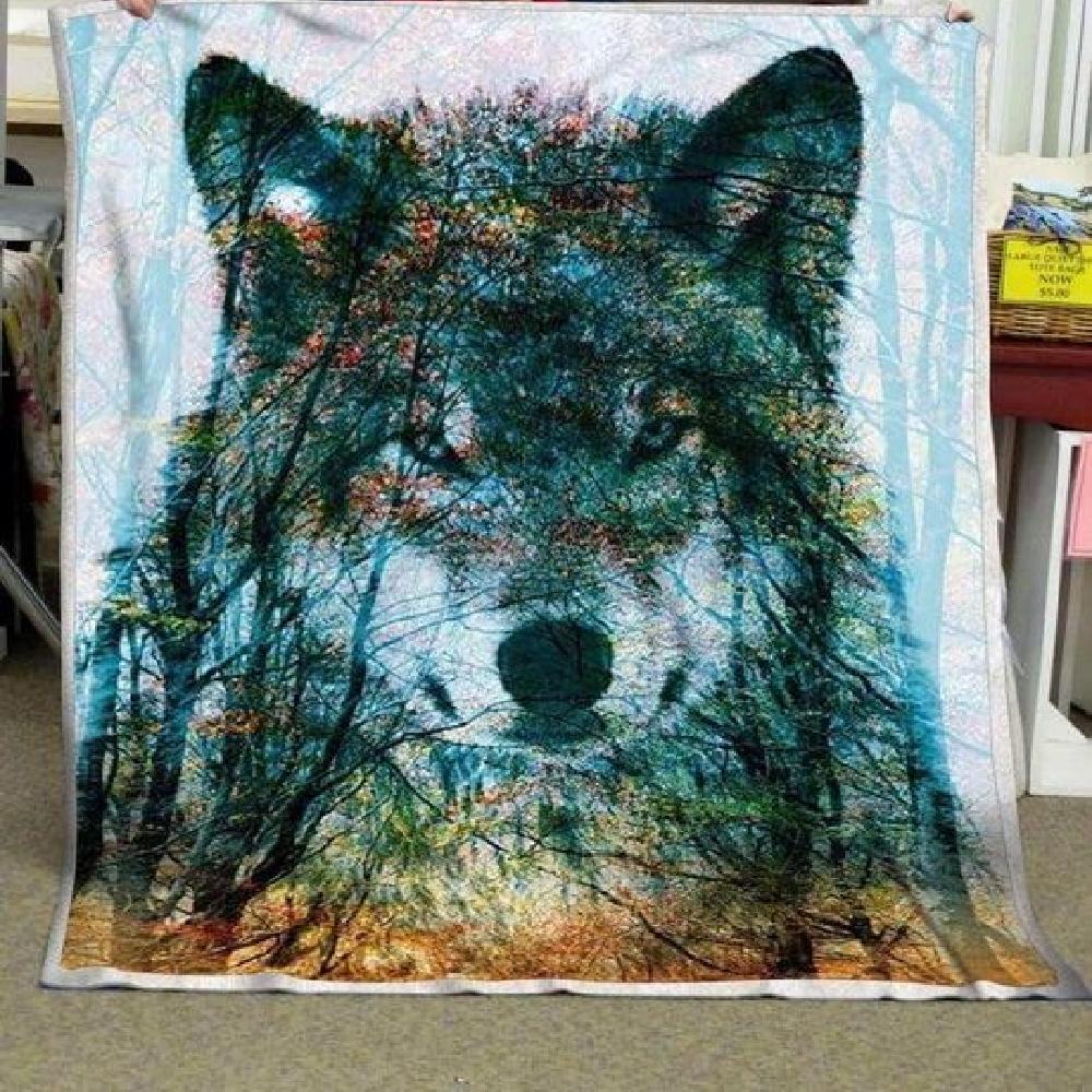 Animal Wolf Tree Special Gift Dad To Son Fleece Blanket Family Gift Home Decor Bedding Couch Sofa Soft And Comfy Cozy