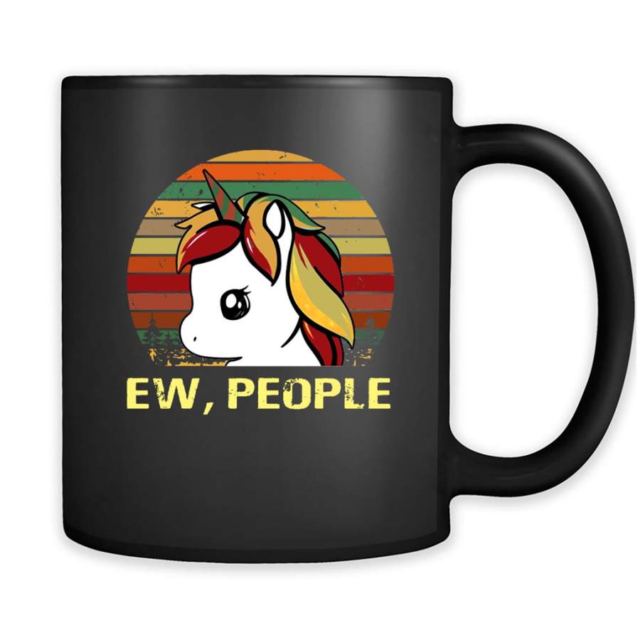 Ew People, Unicorn Classic Vintage Retro Design – Full-Wrap Coffee Black Mug